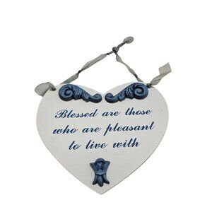 Heart Shaped Wall Decor Plaque With Ribbon Hanger